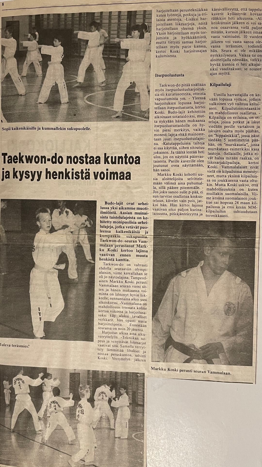 Artikkeli seuran toiminnasta Alueviestissä vuodelta 1990.